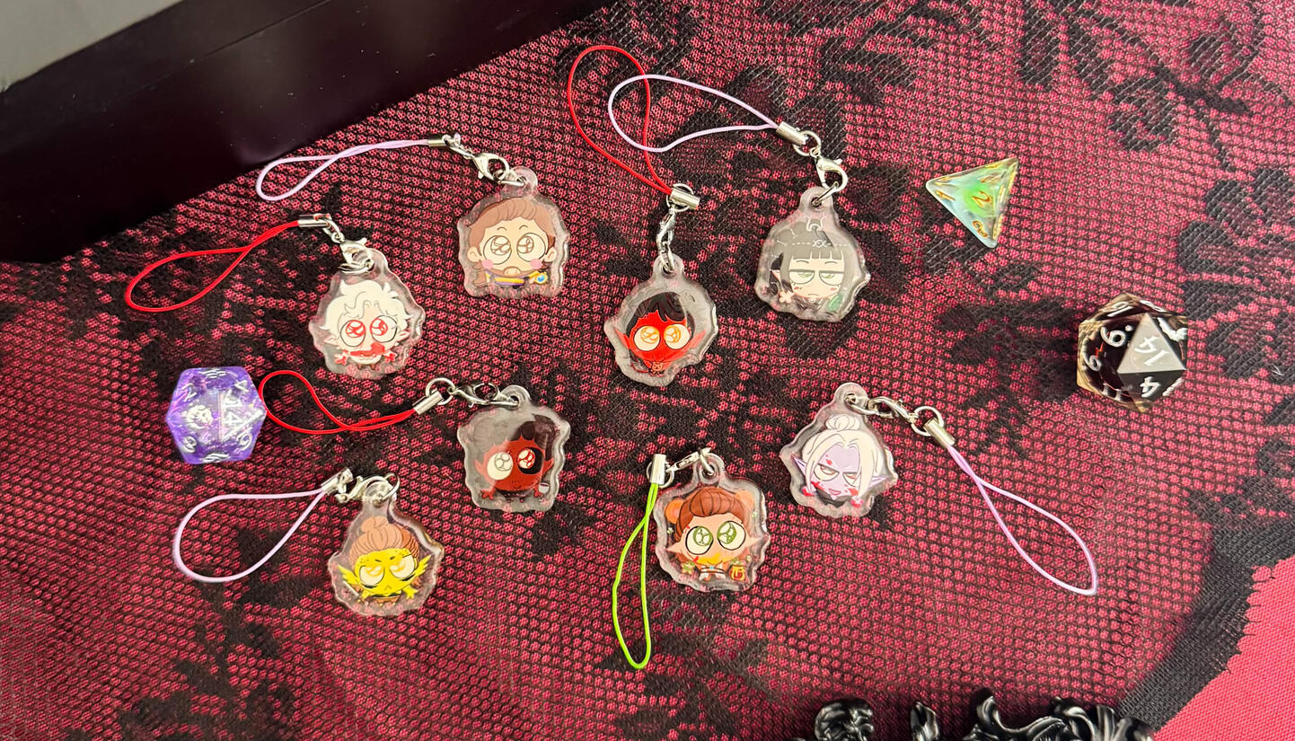 1 inch acrylic phone charms, double sided.