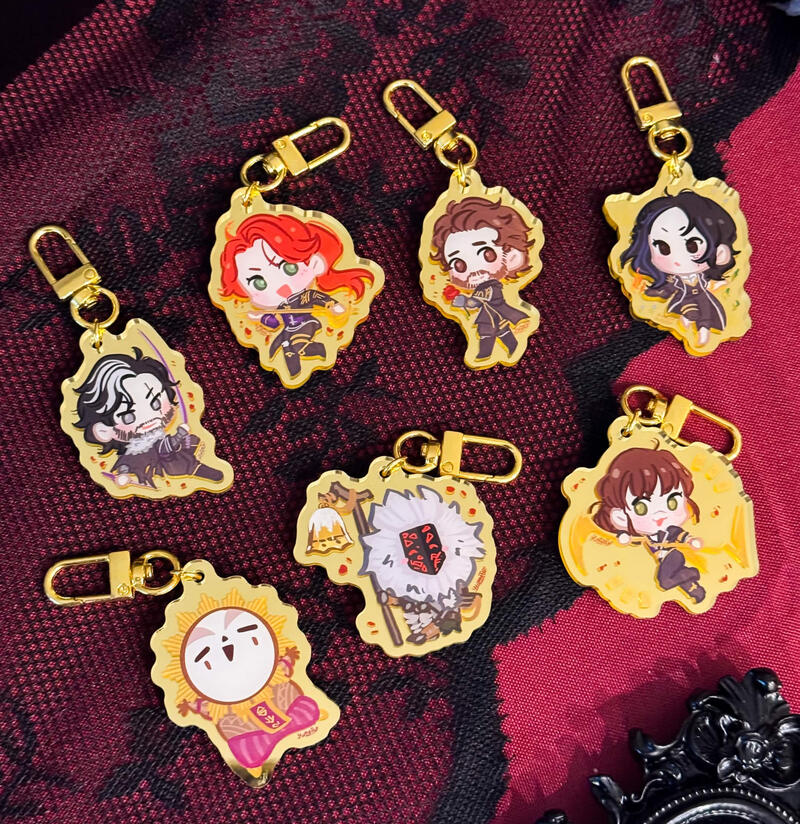 2 in acrylic charms, double sided, gold mirror finish.