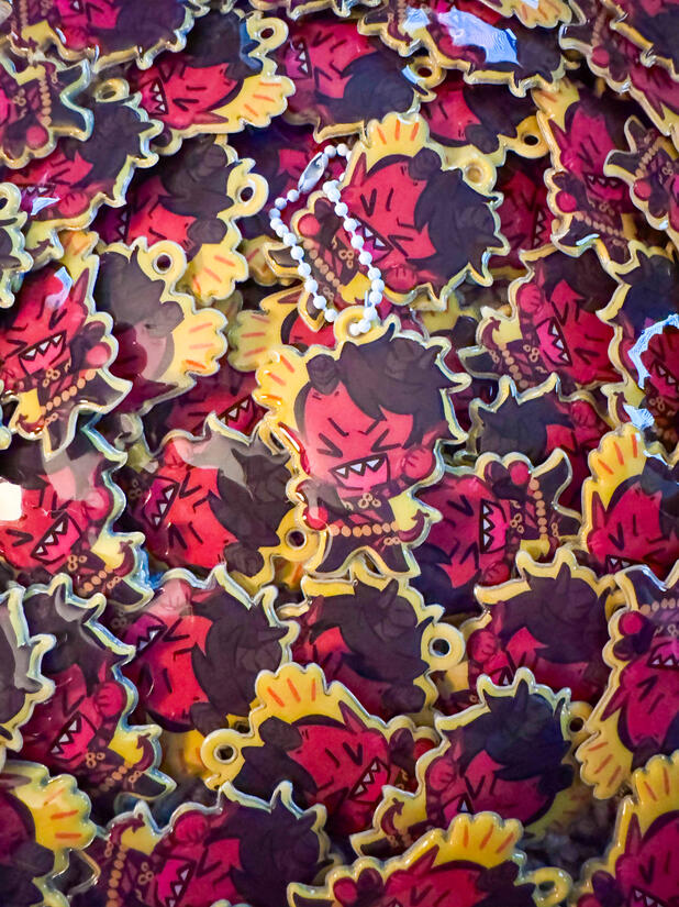 Puffy vinyl charms, double sided.
